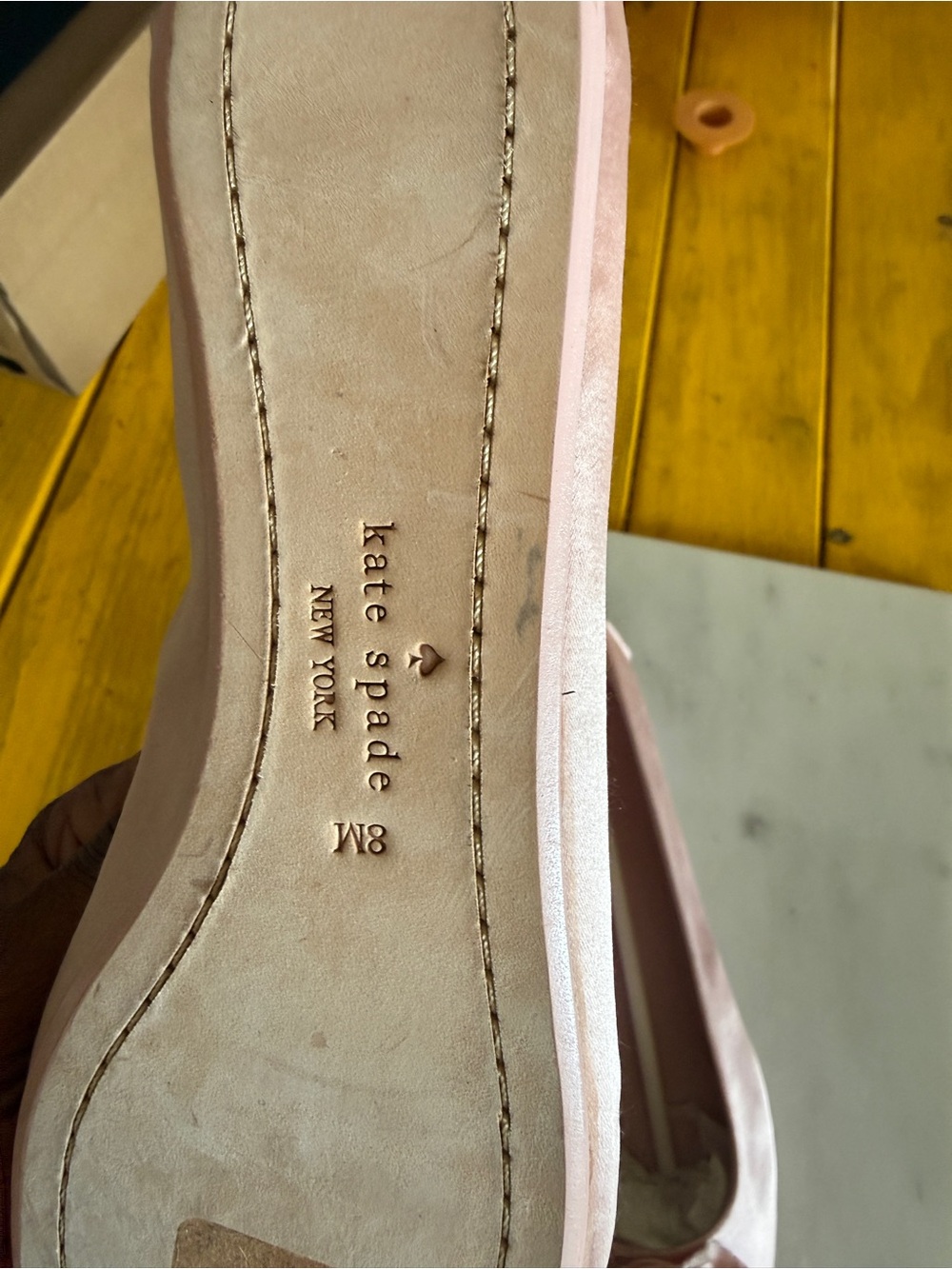 Kate Spade New York Pink Satin Pearl Embellished Ballet Flats | Size 8 - Picture 8 of 9